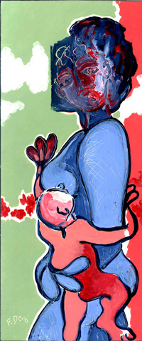 peinture, m&egrave;re et b&eacute;b&eacute;