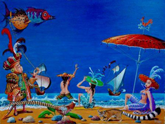 Le gardien de la plage des Dames - acrylique 60x80cm 