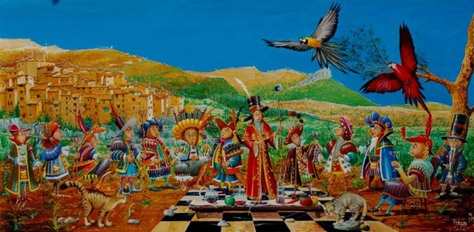 Le grand pic-nic à Tourettes - acrylique 60x120cm