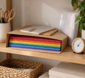 how to store construction paper so it does not curl