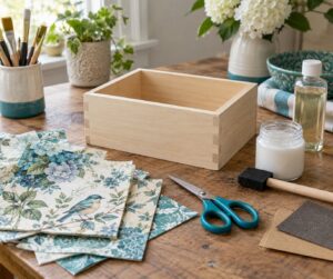 how to decoupage a wooden box with napkins
