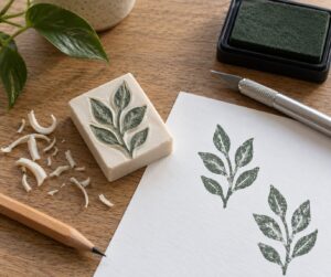 how to carve a stamp from a rubber eraser