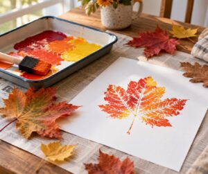 how to print with leaves and paint