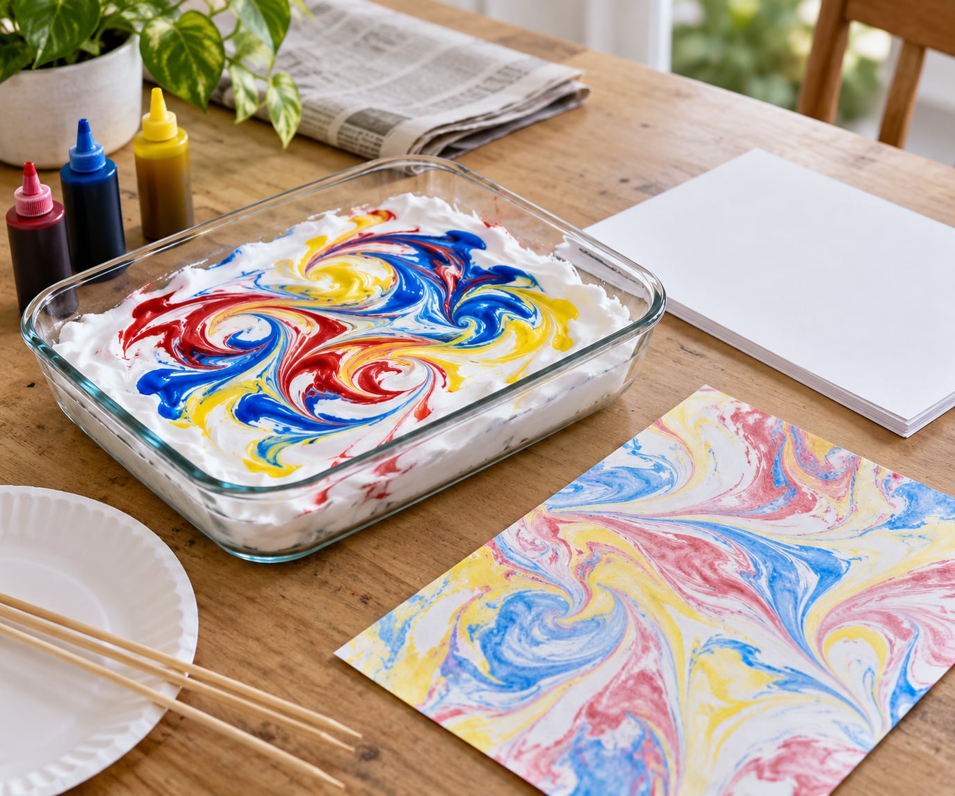 how to do marbled paper with shaving cream