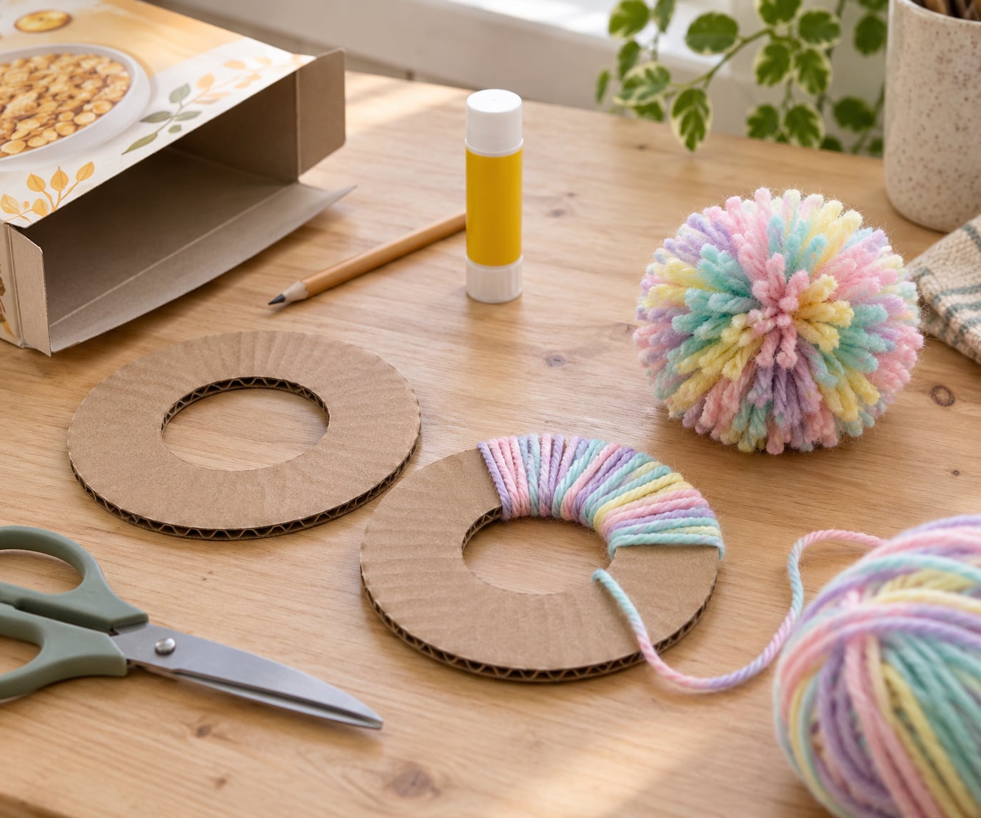 how to make a pom pom with cardboard