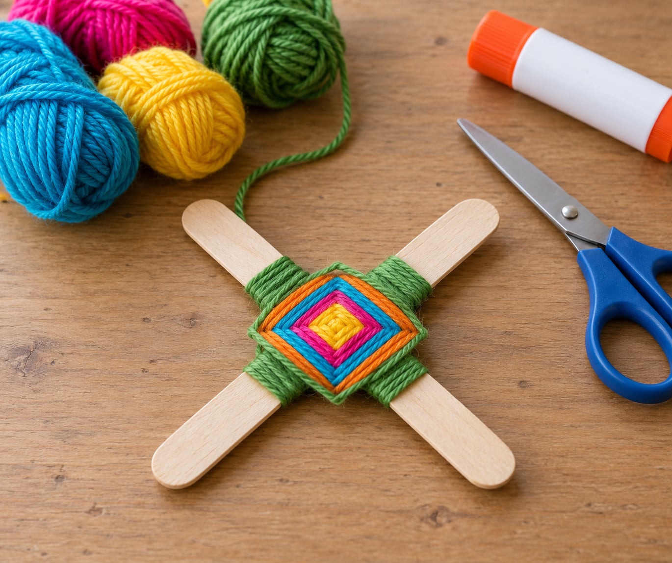 how to make a god's eye yarn craft