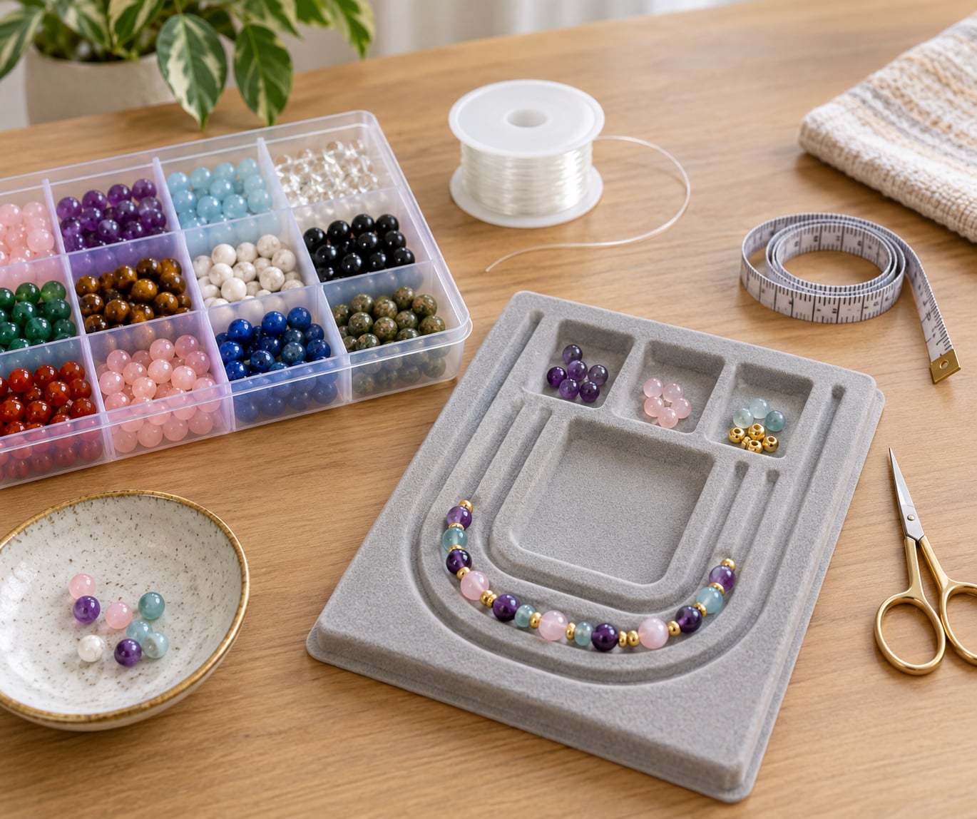 how to make a beaded bracelet with elastic cord