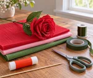 how to make crepe paper roses