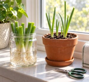 how to regrow green onions on a windowsill