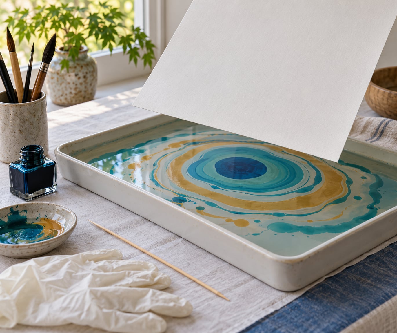 how to make suminagashi marbled paper