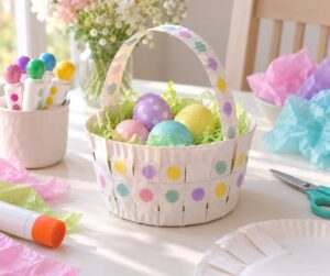 how to make an easter basket from a paper plate