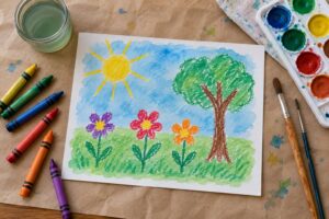 how to make a watercolor resist with crayons