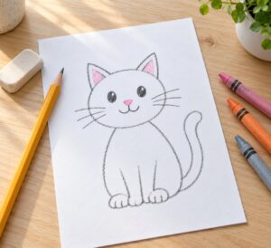how to draw a cat easy for kids
