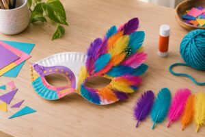 how to make a carnival mask with feathers