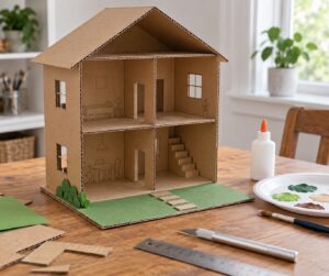 how to make a cardboard dollhouse