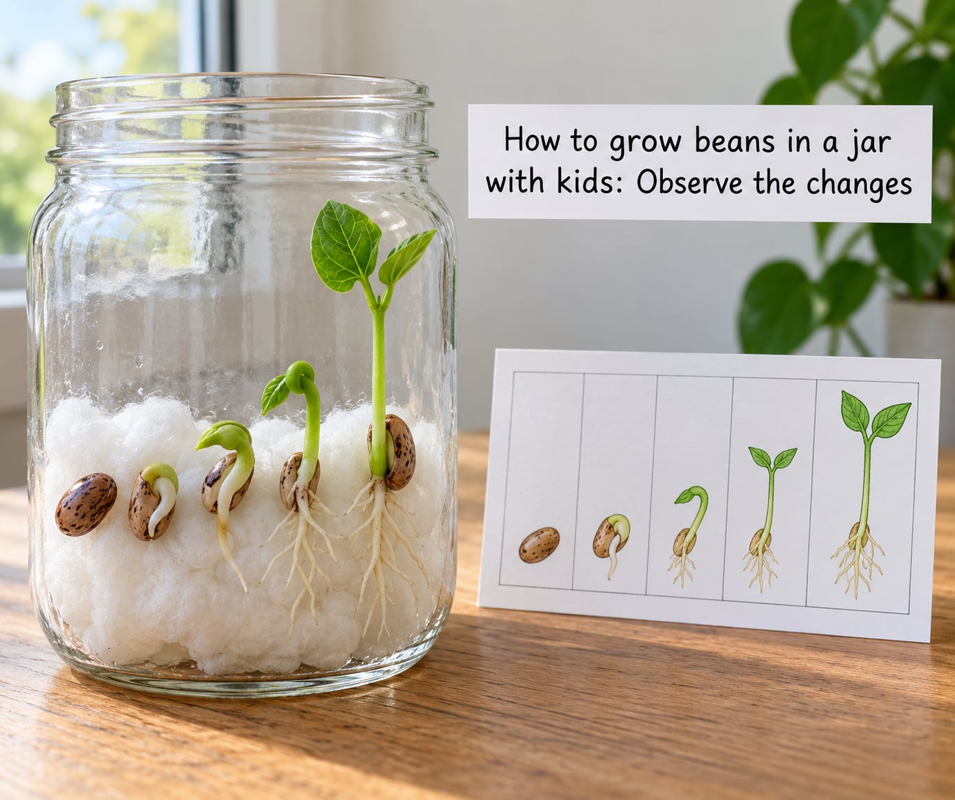 How to grow beans in a jar with kids: Observe the changes