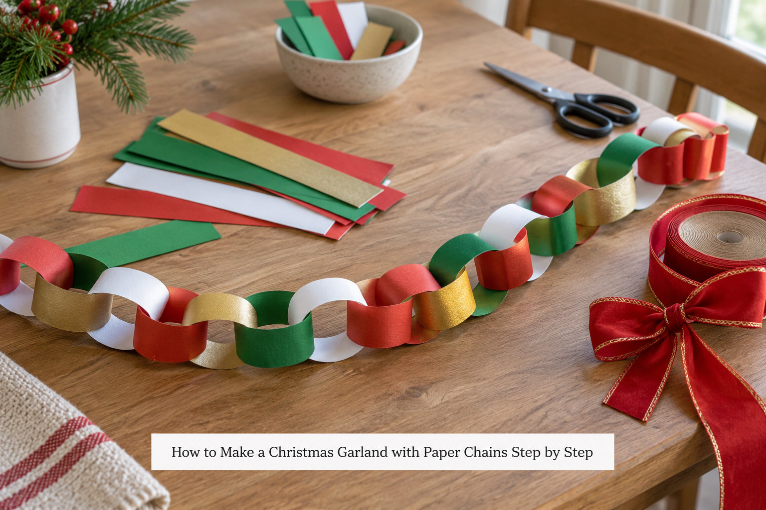 How to Make a Christmas Garland with Paper Chains Step by Step