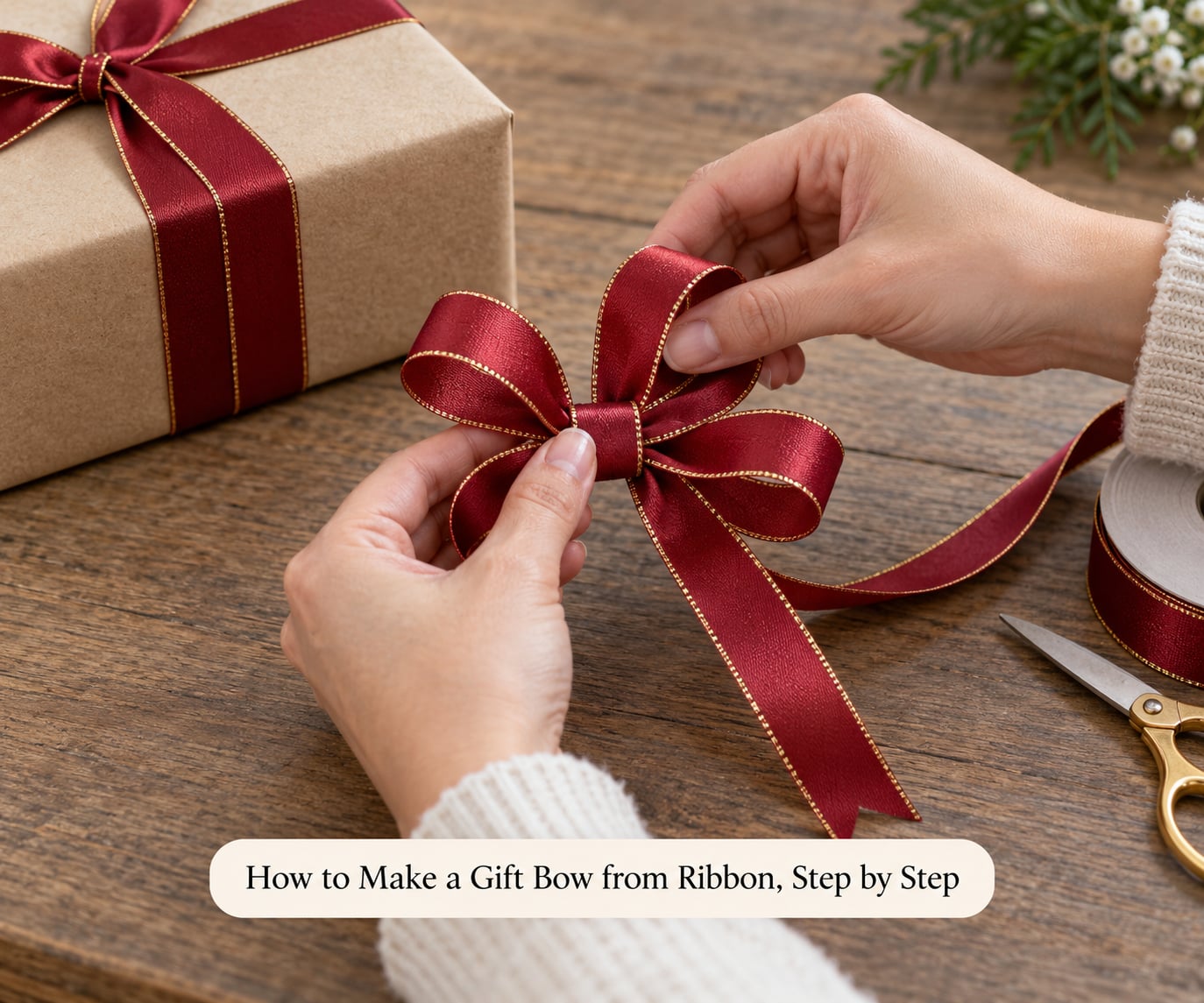 How to Make a Gift Bow from Ribbon, Step by Step