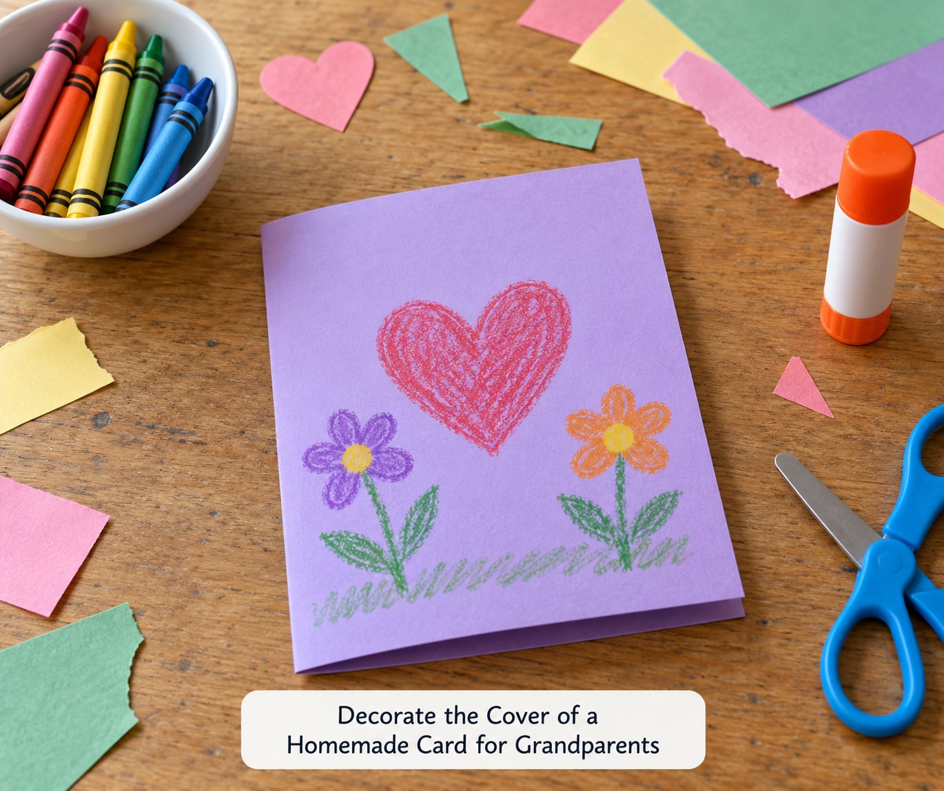 Decorate the Cover of a Homemade Card for Grandparents