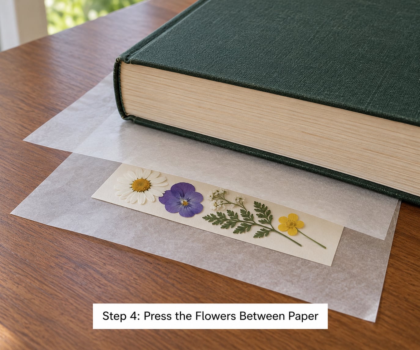 Step 4: Press the Flowers Between Paper