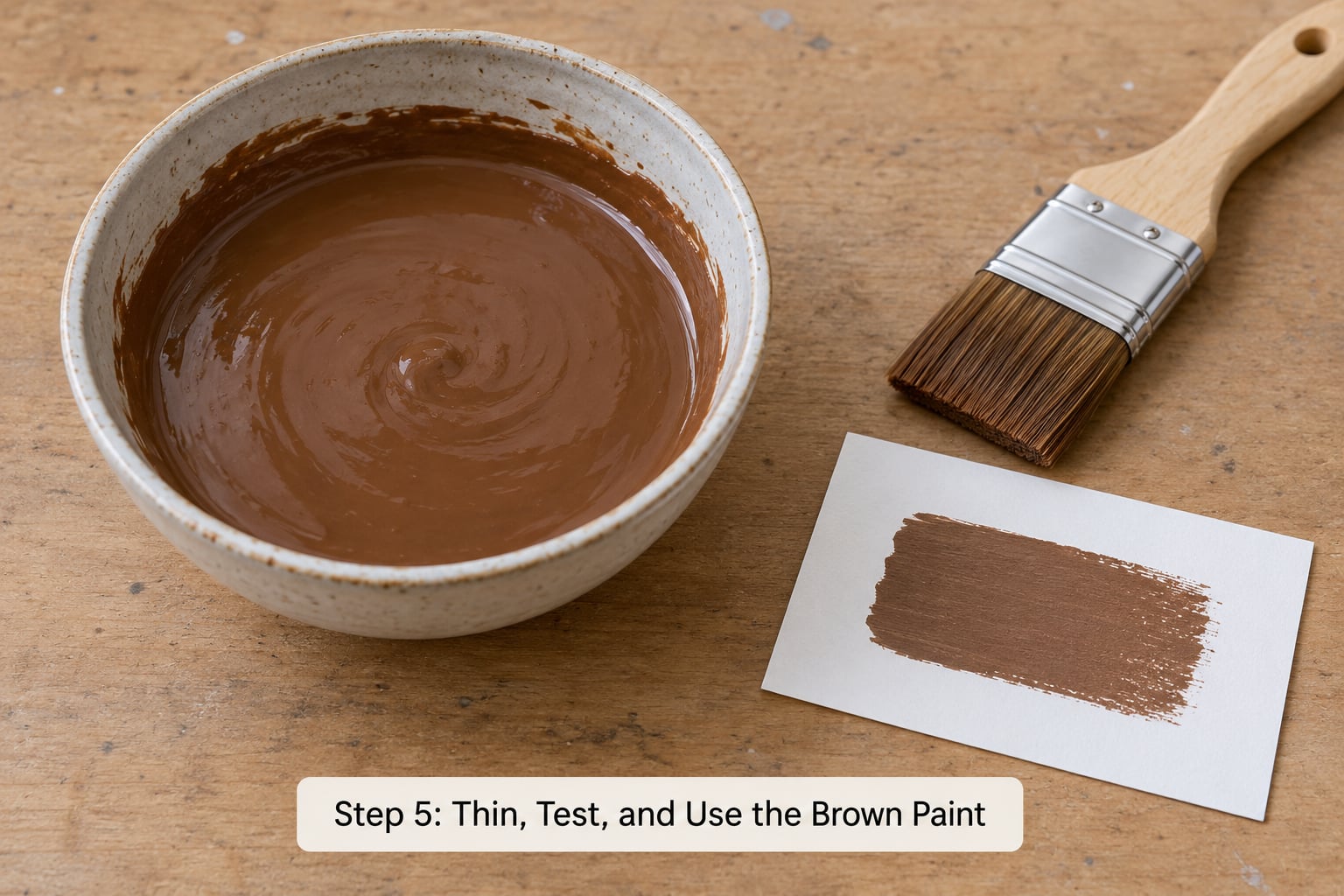 Step 5: Thin, Test, and Use the Brown Paint