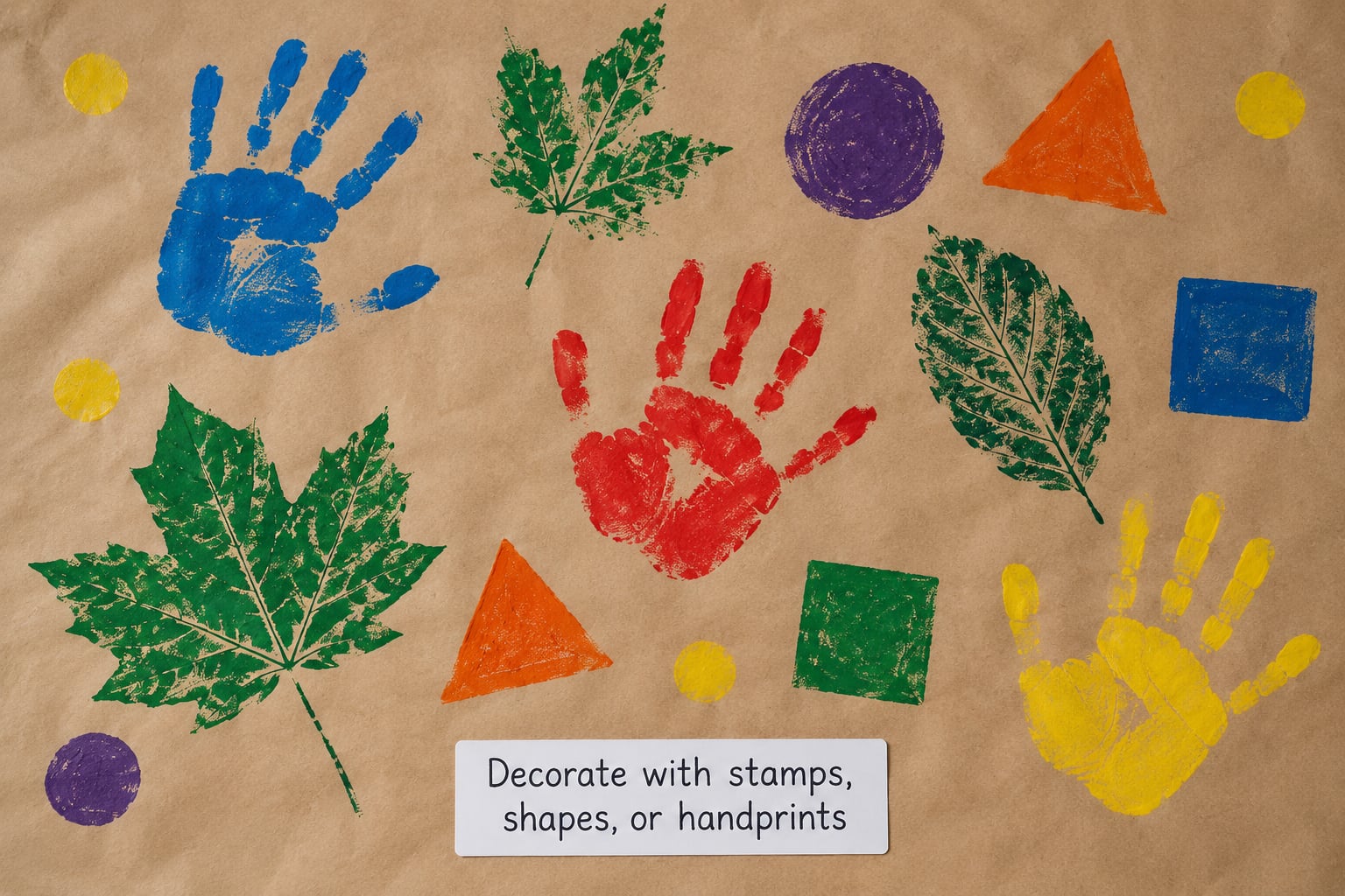 Decorate with stamps, shapes, or handprints