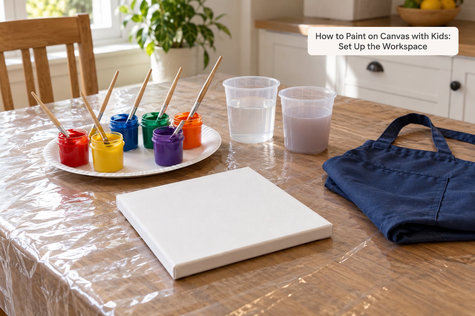 How to Paint on Canvas with Kids: Set Up the Workspace