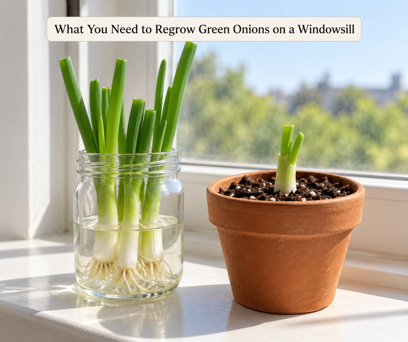 What You Need to Regrow Green Onions on a Windowsill