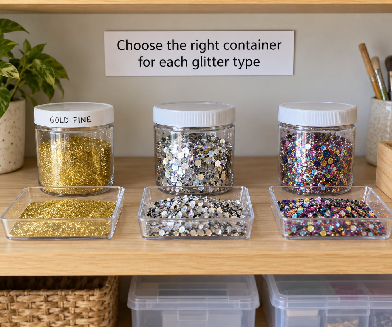 Choose the right container for each glitter type