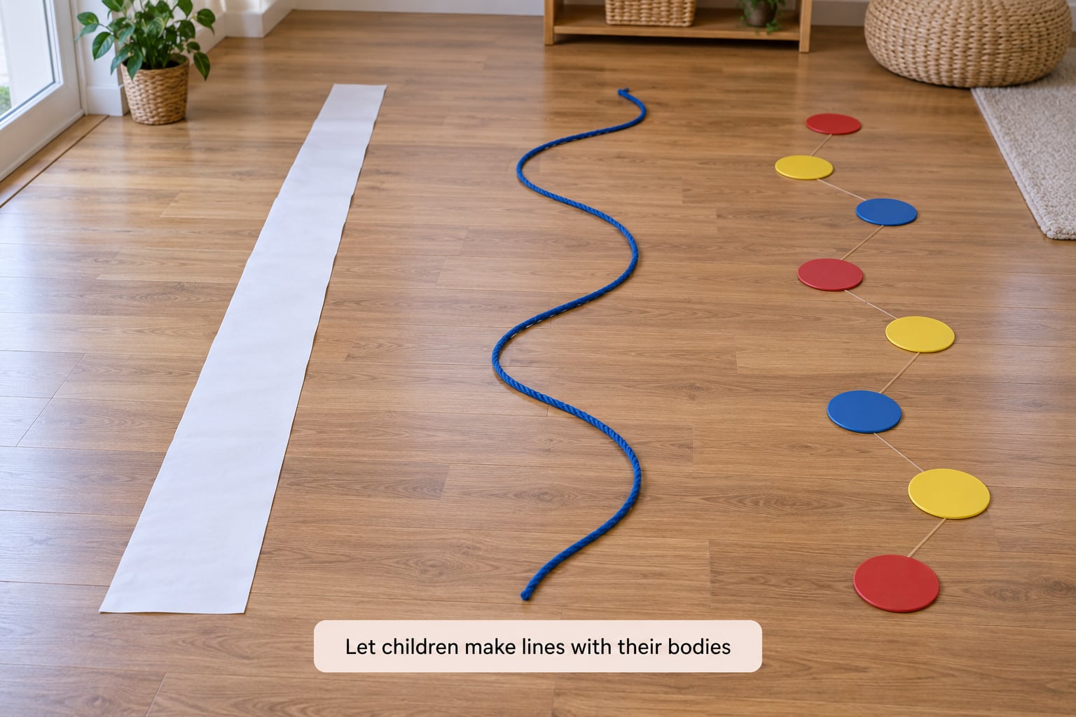 Let children make lines with their bodies